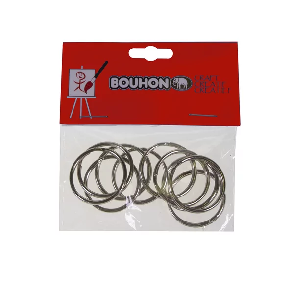 Sachet de 10 anneaux porte-clés de couleur argent Ø  25 mm