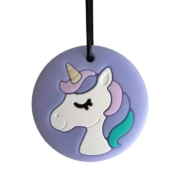 Pendentif à mâcher licorne violet