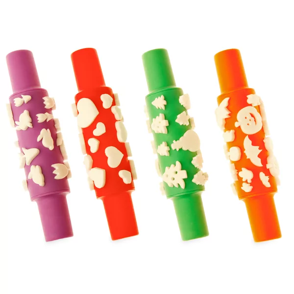 Zakje met 4 fantasie rollen feest/seizoen 21 cm