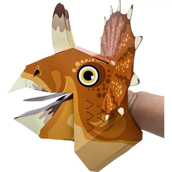 Créer marionnette  à main en carton - Triceratops