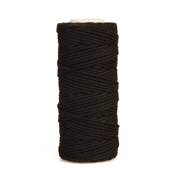 Ficelle coton noir 200 g gros (macramé), environs 130 m (2 mm)