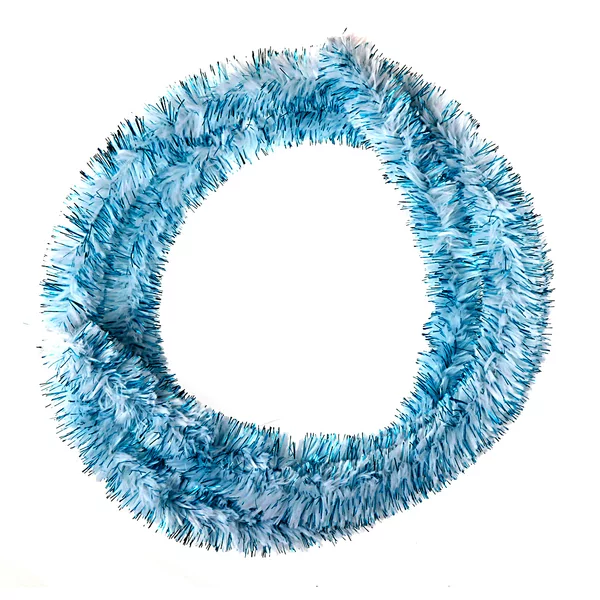 Glitter chenilledraad  30 mm diameter wit blauw