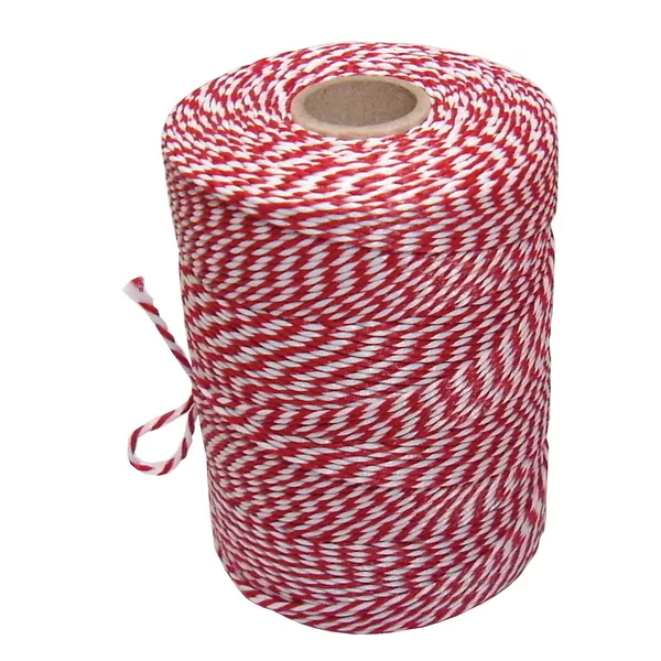 Ficelle en coton rouge/blanc 200 g