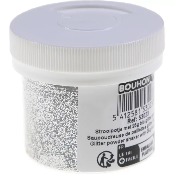 Glitter powder shaker with 25g bio glitter silver