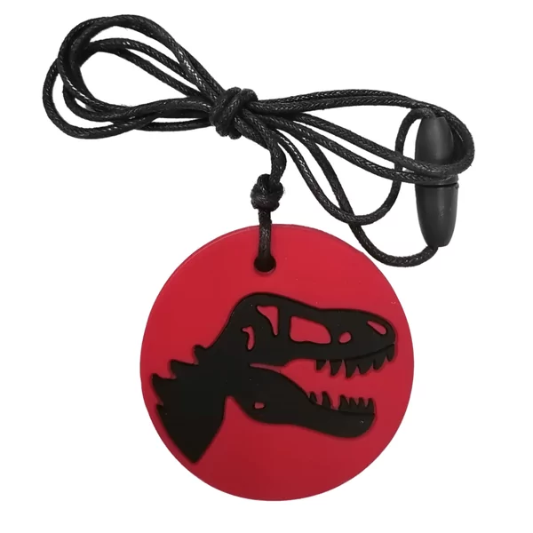 Pendentif à mâcher dinosaure rouge et noir (medium)