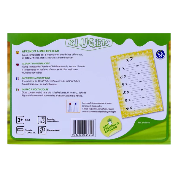 30 Uitwisbare kaarten, vermenigvuldigen, 13,5 x 20cm